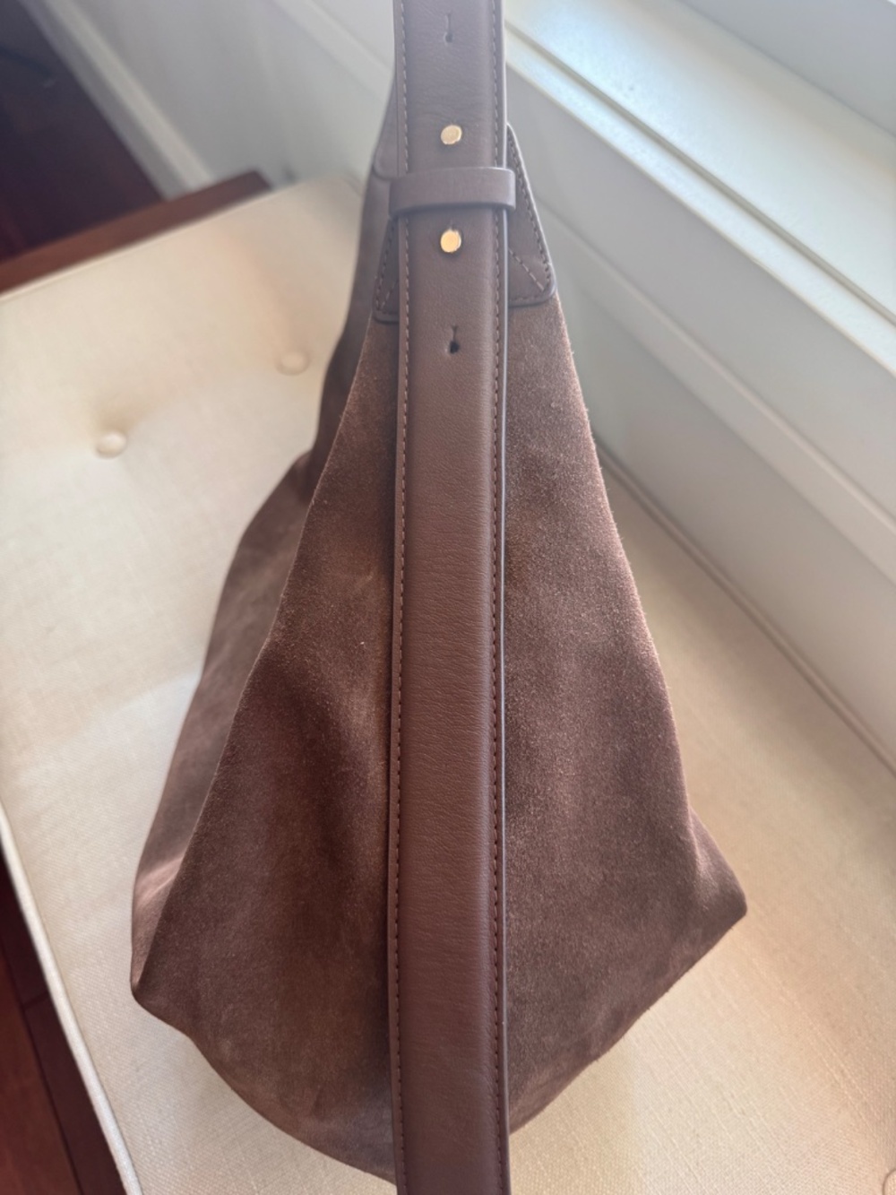 ARKET Curved Suede Shoulder Bag | Chocolate Brown | Like New - Picture 9 of 15
